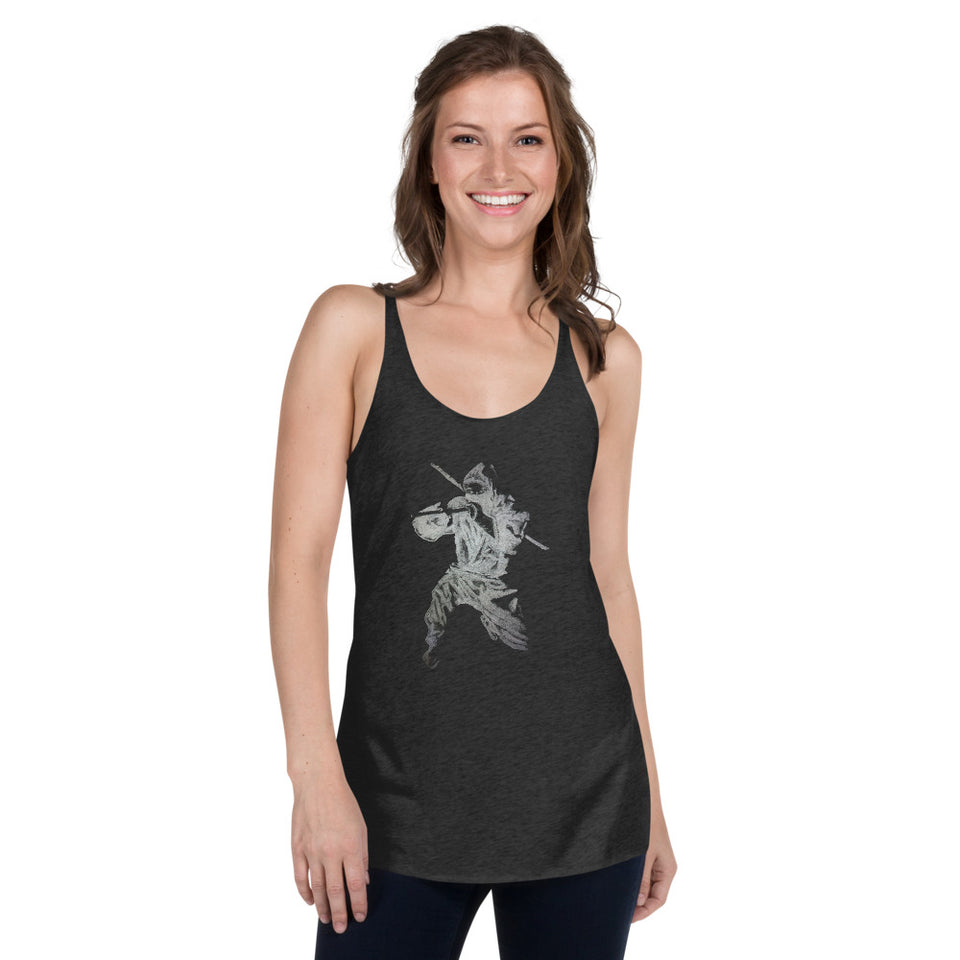 CROUCHING NINJA, HIDDEN DRAGON WOMEN'S RACERBACK TANK