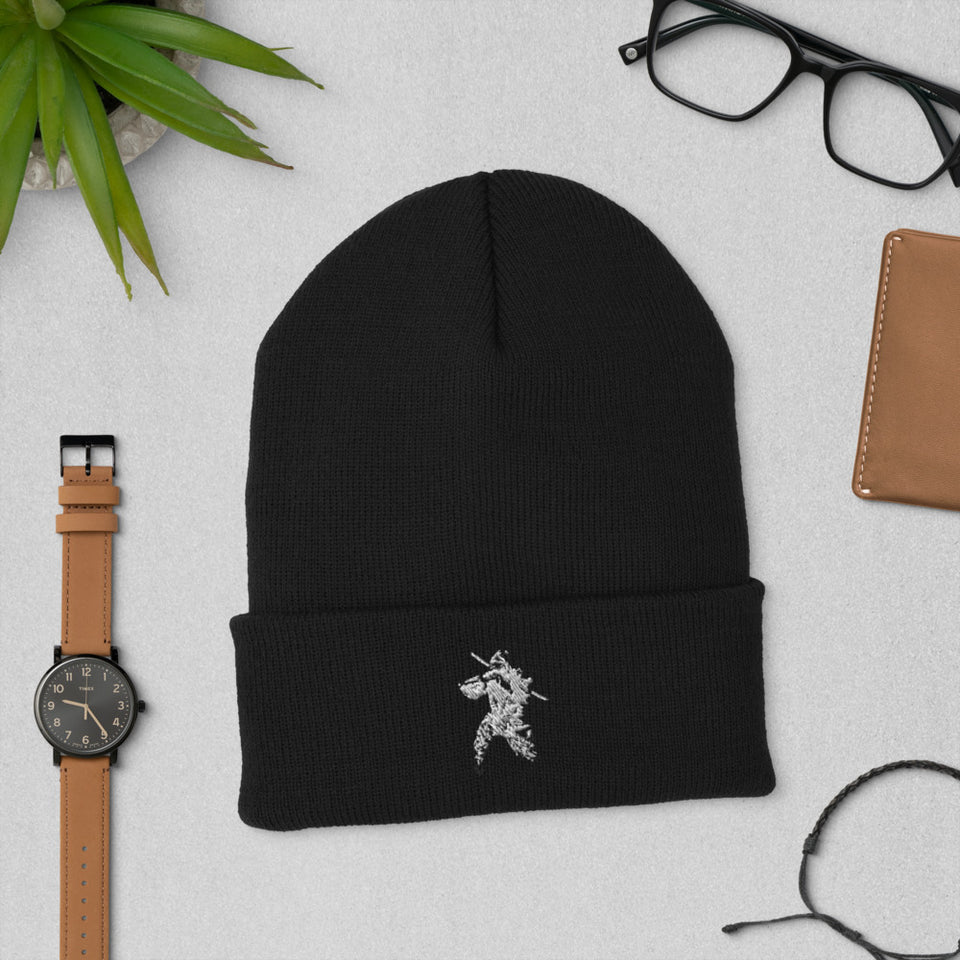 CROUCHING NINJA, HIDDEN DRAGON CUFFED BEANIE